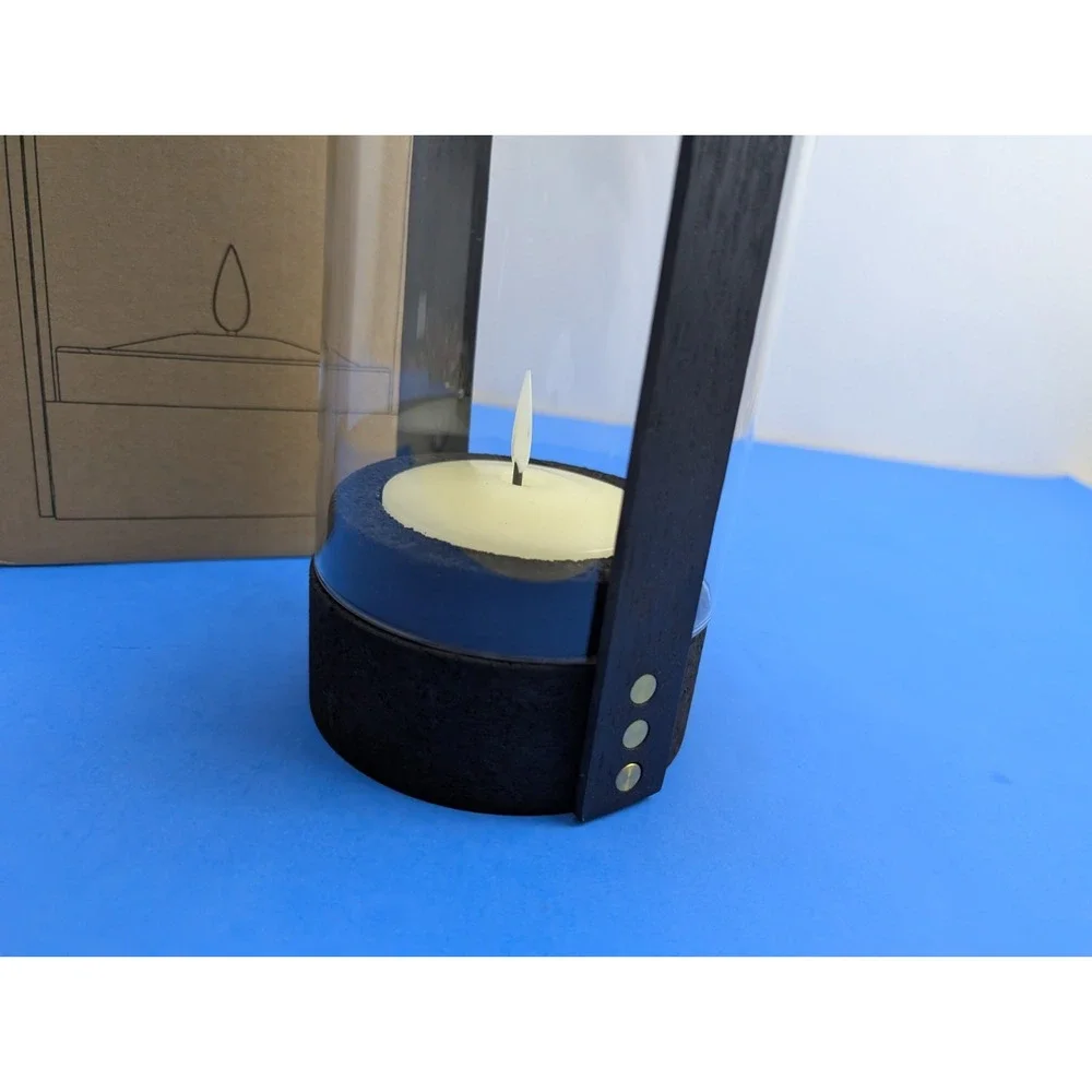 Le Klint Candlelight Electric Lantern Black Cork Oak Glass LED LK380 New